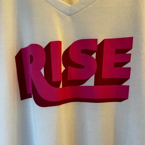 Torrid Women’s White RISE Graphic Tee V-Neck Short Sleeve Motivational Size 2 - Picture 3 of 12